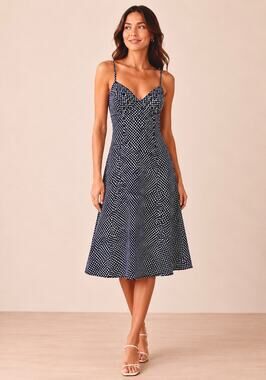 Madewell Drop-Waist Midi Dress in Shibori Checkerboard Print Size 16 NWT